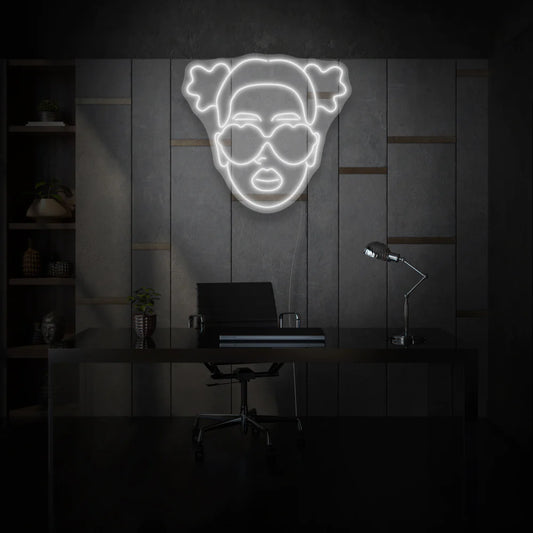 Enseigne-au-neon-LED-blanc-Fille-avec-des-lunettes-decoeur-Neon-LED-au-Maroc-OPLADESIGN Enseigne Néon LED Neon sign Girl with heart glasses - Neon LED in Morocco – Gift et Decor Maroc