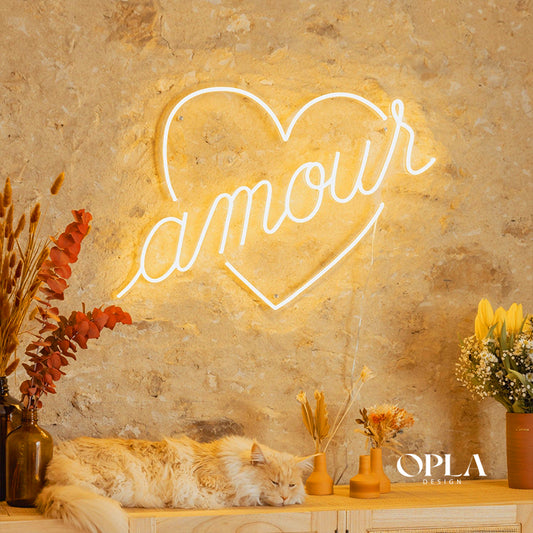 Enseigne Néon LED "Amour by Jean André" Neon Morocco - Neon Led in Morocco – Gift et Decor Maroc