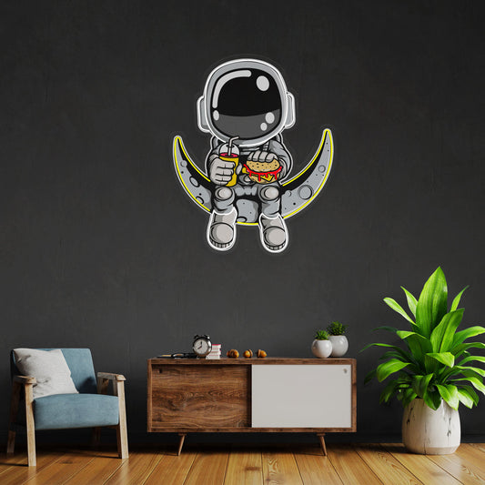 Enseigne Néon LED Astronaut Hamburger Led Neon Morocco Acrylic Artwork – Gift et Decor Maroc