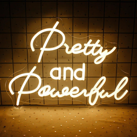 Enseigne Néon LED "Pretty and Powerful" Neon LED Sign - LED Neon Sign in Morocco – Gift et Decor Maroc